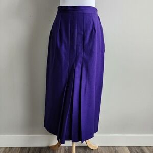 VTG Gaytown Pleated Skirt Womens 8 27W Purple Wool Blend Academia Goth Formal